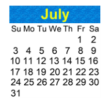 District School Academic Calendar for Ormond Beach Elementary School for July 2022