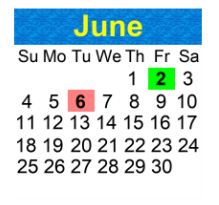 District School Academic Calendar for The Discovery Center for June 2023