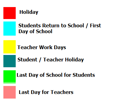 District School Academic Calendar Legend for Discovery Elementary School