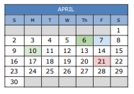 District School Academic Calendar for Lake Waco Montessori Magnet for April 2023