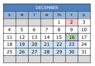 District School Academic Calendar for Hillcrest Professional Devel for December 2022