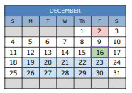 District School Academic Calendar for Lake Waco Montessori Magnet for December 2022