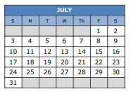 District School Academic Calendar for Trinity Lutheran Sch for July 2022