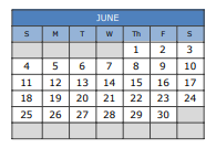 District School Academic Calendar for Hillcrest Professional Devel for June 2023
