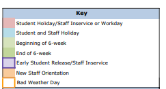 District School Academic Calendar Legend for North Waco Elementary School