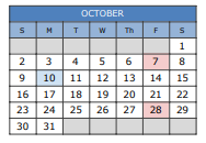 District School Academic Calendar for Lake Waco Montessori Magnet for October 2022