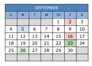 District School Academic Calendar for South Waco Elementary School for September 2022