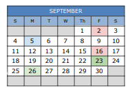 District School Academic Calendar for Hillcrest Professional Devel for September 2022
