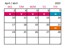 District School Academic Calendar for Wakefield Middle for April 2023