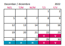 District School Academic Calendar for Underwood Elementary for December 2022