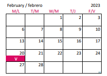 District School Academic Calendar for Zebulon Elementary for February 2023