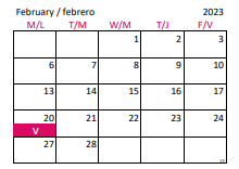 District School Academic Calendar for Wakefield Middle for February 2023