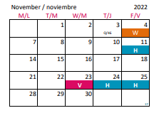 District School Academic Calendar for Salem Middle for November 2022