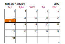 District School Academic Calendar for Wakefield Middle for October 2022