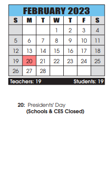 District School Academic Calendar for Northern Middle for February 2023