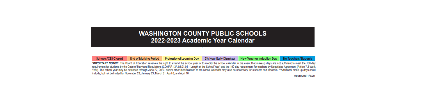 District School Academic Calendar Key for Maugansville Elementary