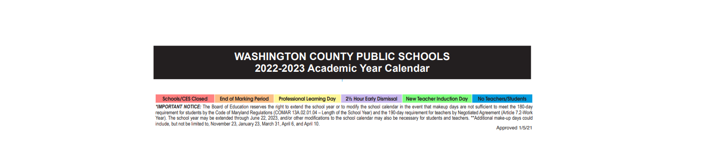 District School Academic Calendar Key for Clear Spring Elementary