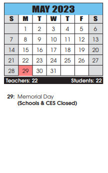 District School Academic Calendar for Greenbrier Elementary for May 2023