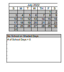 District School Academic Calendar for Elizabeth Lenz Elementary School for July 2022