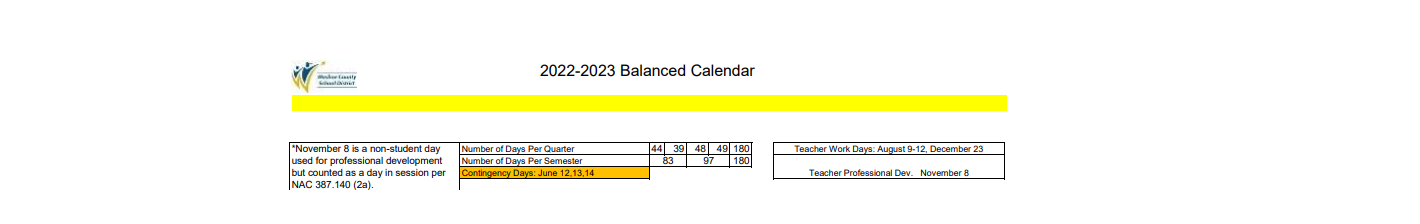 District School Academic Calendar Key for Sarah Winnemucca Elementary School