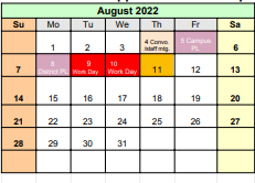 District School Academic Calendar for Dunaway Elementary for August 2022