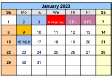 District School Academic Calendar for New Elementary for January 2023