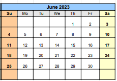 District School Academic Calendar for New Elementary for June 2023