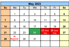 District School Academic Calendar for Waxahachie Ninth Grade Academy for May 2023