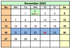 District School Academic Calendar for New Sixth Grade Campus for November 2022