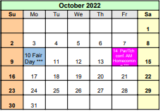 District School Academic Calendar for Northside Elementary for October 2022