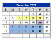 District School Academic Calendar for Crockett Elementary for December 2022