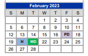 District School Academic Calendar for Bill Wright Elementary for February 2023