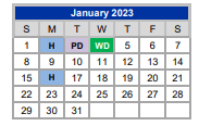 District School Academic Calendar for Hall Middle School for January 2023