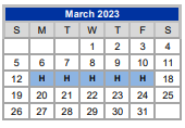 District School Academic Calendar for Weatherford H S Ninth Grade Center for March 2023