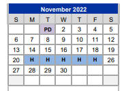 District School Academic Calendar for Weatherford High School for November 2022