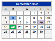 District School Academic Calendar for Curtis Elementary for September 2022
