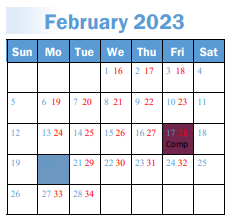 District School Academic Calendar for H Guy Child School for February 2023
