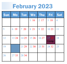 District School Academic Calendar for North Park School for February 2023