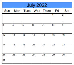 District School Academic Calendar for Snowcrest Jr High for July 2022