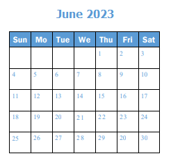 District School Academic Calendar for H Guy Child School for June 2023