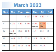 District School Academic Calendar for Freedom School for March 2023