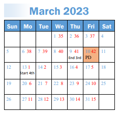 District School Academic Calendar for Bates School for March 2023