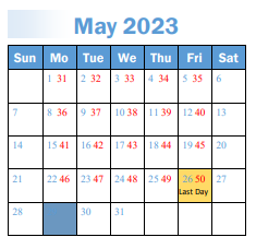 District School Academic Calendar for Marlon Hills School for May 2023