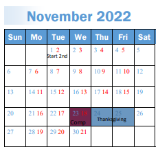 District School Academic Calendar for Snowcrest Jr High for November 2022