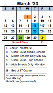 District School Academic Calendar for Pinole Valley High for March 2023