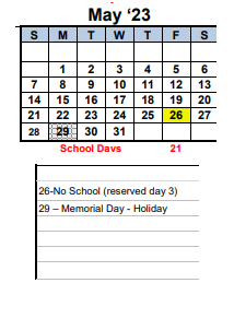 District School Academic Calendar for Manzanita Middle for May 2023