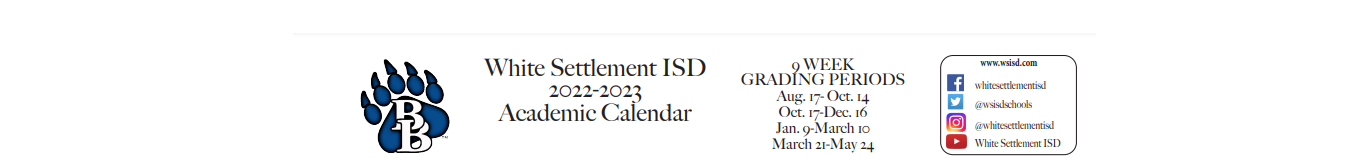 District School Academic Calendar for Tarrant Co J J A E P