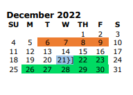 District School Academic Calendar for Whitehouse Isd - Jjaep for December 2022