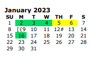District School Academic Calendar for Whitehouse Isd - Jjaep for January 2023