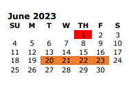 District School Academic Calendar for Whitehouse Isd - Jjaep for June 2023